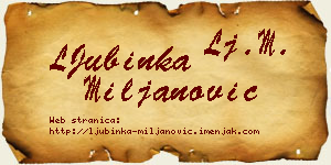 LJubinka Miljanović vizit kartica